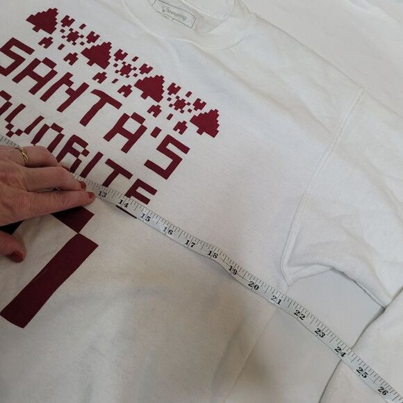 TEESPRING Santa's Favorite Ho‎ white crew neck sweatshirt unisex M - Picture 8 of 9